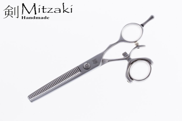 Effilierschere -DUO FLEX von MITZAKI (6,0 Zoll), Duo-Flex-Form, Daumenring durch doppeltes Gelenk in alle Richtungen beweglich, somit extrem gelenkschonend, Fingerhaken verschraubt,Scherenklingen aus 440C Japanstahl